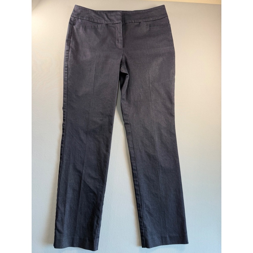 Ann Taylor Factory Womens Dark Blue Shimmer Straight Leg Dress Pants Size 4